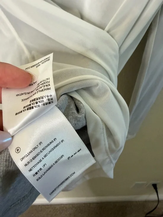 CHRISTOPHER ESBER Sheer Overlay T Shirt White Long Sleeve Womens Size 6 - Picture 15 of 15